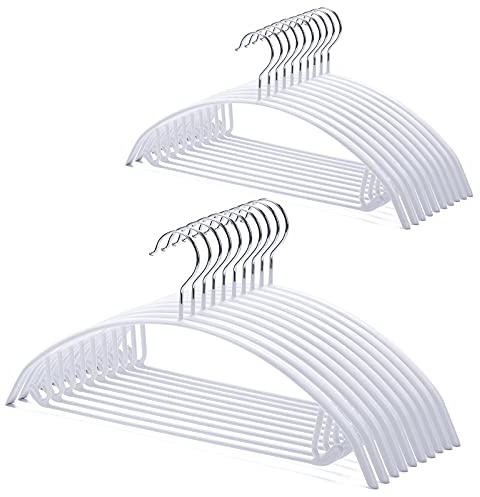 Nature Smile Non Slip PVC Coating Sweater Hangers,Dress Suit Coat Hangers,Shoulder Bump Free Golf T Shirts Clothes Hangers (White Color 20 Pack)