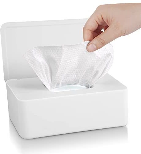 GOCUODE Scatola Porta Salviette Umidificate con Coperchio, Dispenser Fazzoletti,Scatola Porta Fazzoletti per Ufficio Bagno Auto (Bianco)