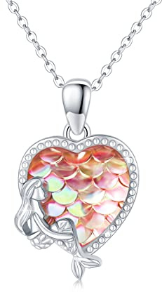 Collier sirène en argent sterling 925 avec pendentif en forme de queue de sirène avec zircone cubique - Bijoux pour filles et femmes