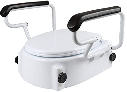 Abattant WC, Sièges de Toilette surélevés, avec Bras surélevés Siège de Toilette avec Siège de Toilette surélevé antidérapant Confortable avec poignées Rehausseur de Toilette pour Personnes Handicap