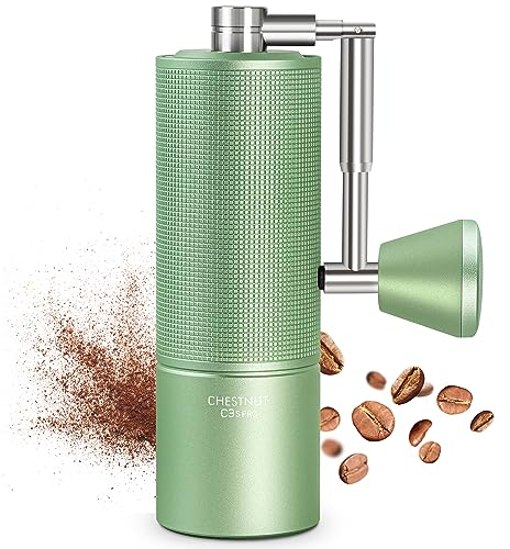 TIMEMORE Chestnut C3s PRO, manuelle Kaffeemühle, Upgrade integriertes Ganzmetallgehäuse, Edelstahl S2C Kegelschliff, Handkaffeemühle mit Klappgriff, für Espresso bis French Press, Grün