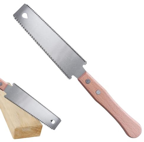 Tioheam Scie à Main Double Face | Scie à Tirer Japonaise Double Face,Scie à Coupe affleurante légère avec Haute dureté, scie à Main Flexible pour la menuiserie et Les projets de Bricolage
