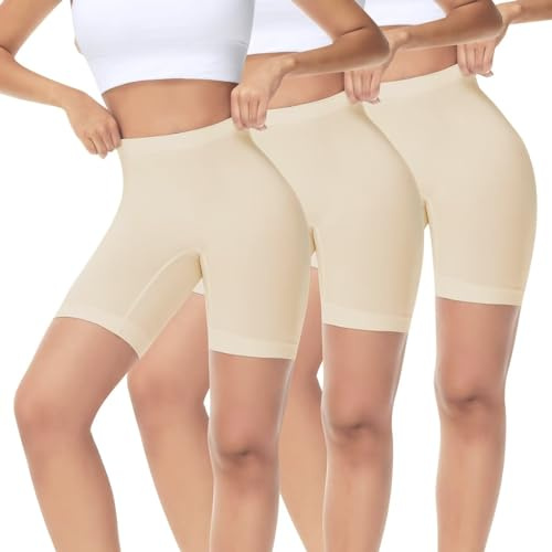 IceReco Shorty Anti Frottement Cuisse Femme Cycliste sous Jupe Short Femme Ete Legging Court Short sous Robe Boxer Coton Culotte pour Mettre Sport Couleur L Lot De 3