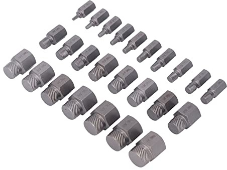 Damaged Screw Extractor Kit with Chrome Molybdenum Steel Hex Bolt Stud Extractor, Left Spiral Design for Quick Removal