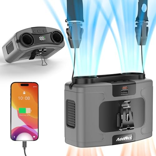 Portable Waist Fan, 20000mAh Rechargeable Personal Belt Fan, 16000RPM Shirt Fan, Dual Motors & Smart Display, 40H Cooling Body Fan for Outdoor Work Camping Travel Warehouse Hot Weather Essentials