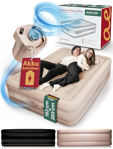 Aerios - Luftbett für 2 Personen - Selbstaufblasbare Luftmatratze | Premium Gästebett ohne Stromkabel - integrierte USB-C Pumpe - Aufblasbares Bett - Jetzt Größe Wählen!