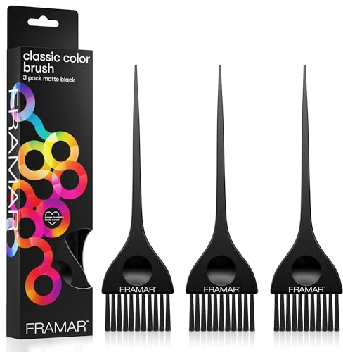 FRAMAR Black Hair Color Brush Set - Hair Coloring Brush for Hair Dye, Color Brushes for Hair Salon, Tint Brush for Dyeing Hair, Tint Brushes, Brochas Para Tinte De Cabello - 3 Pack Matte