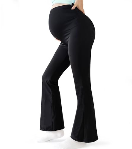 Alled Legging de Maternité Femme, Pantalon de Grossesse pour Travail/Loisirs/Sport/Décontracté,Pantalon Legging de Yoga Extensible évasé