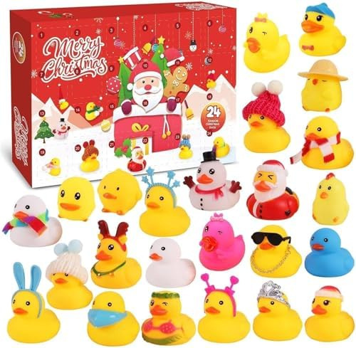 Adventskalender 2025, adventskalender 2525 baby, 24 dagar nedräkningskalendrar till jul med 24 gummiankor, leksaker, minileksaker och samlarsiffror, ny version