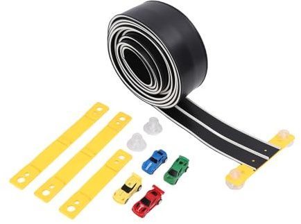 SPYMINNPOO Pista Flexible para Autos de Carreras, Pistas Flexibles Enrollables Impulsadas por Inercia con 4 Autos Juego de Juguetes de Aprendizaje Stem para Niños y Niñas