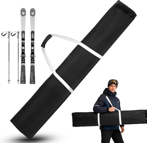 VAIAV Skitasche, 185 cm Skisack für 1 Paar Ski, Wasserabweisender Rolltop Snowboard Tasche, Ski Tasche, ski Bag mit Schulterträger und Griff für Snowboards Stöcke und Ski