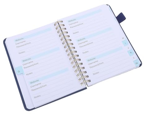 NUOBESTY Petits cahiers à onglets alphabétiques 5.7x4.7 Bleu Foncé en PU, Carnet de mots de passe sécurisé avec 112 Pages, Organiseur pour Bureau et École avec index et porte-stylo