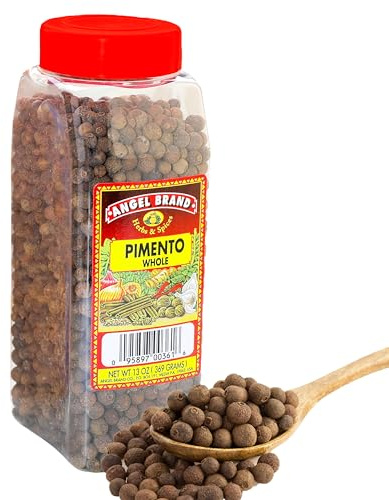 Angel Brand Allspice Pimento Seed Whole 13 oz Bottle - Warm & Aromatic Essence of Whole Pimento Jamaican with Unique Blend for Sweet & Savory Dishes - Sourced from Berries of Pimenta Dioica Tree