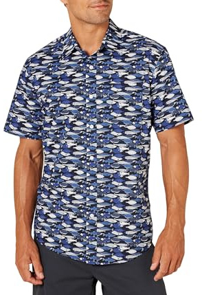 Amazon Essentials Men's Regular-Fit Short-Sleeve Print Shirt
