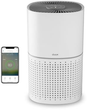 Duux Bright Luftreiniger mit Dreifach-Schutz aus Vorfilterung, HEPA H13- & Aktivkohlefilter - 200 m3/h CADR Luftreiniger für Räume bis 27m² - Luftwäscher für Staub, Rauch & Haustiergeruch - Weiß