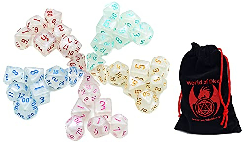 Pen and Paper Würfel Set - 35 polyedrische Würfel passend für D&D, DSA und viele Anderen RPG