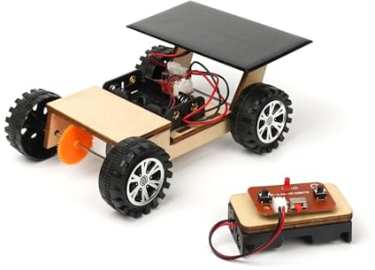 Pica Toys Solar-Powered Car V300, Wooden STEM Kit with Wireless Remote Control for Boys and Girls, Hybrid Powered by Solar Power and Batteries, Educational Motor Toy Gift for Kids Aged 8-12