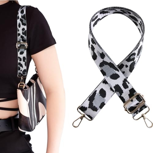 OusSee Verstellbar Ersatz Tragegurt, schultergurt für Taschen mit Hummerschnalle, Taschengurte für Handtaschen DIY Zubehör, Universal Tragegurt für Canvas Umhängetaschen (Nylon Leopardenmuster)
