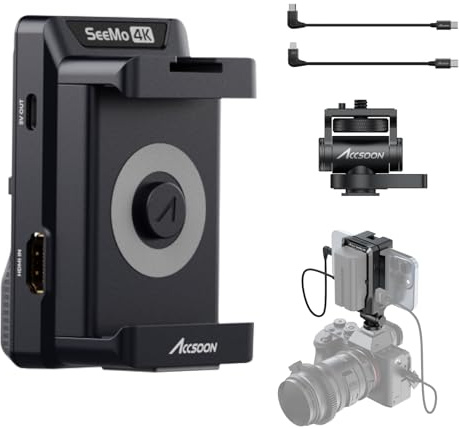Accsoon SeeMo 4K 2160P30FPS HDMI-videokamera iPad iPhone MFi-sändare, UHD realtid för iOS-övervakning, live-streaming, stöder SD-kortläsare, drivs med ett batteri NP-F