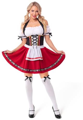 Spooktacular Creations Oktoberfest-kläder för kvinnor, tysk bayersk dirndl-klänning för halloween, cosplay, ölkarneval