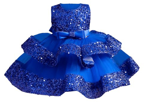 Miipat Prinsessklänning av tyll med paljetter, för baby/flicka, festklänning, ärmlös flickklänning, blomsterflicksklänning, födelsedags- och bröllopsklänning