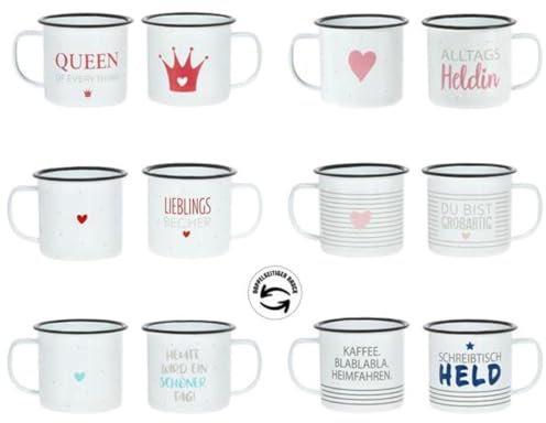 Macosa CP91773_schreibtisch Tasse Metall Weiß mit Sprüchen Becher 350 ml Metalltasse Metallbecher Outdoorbecher Campingbecher Campingtasse Kaffeetasse Teetasse (350 ml, Schreibtischheld)