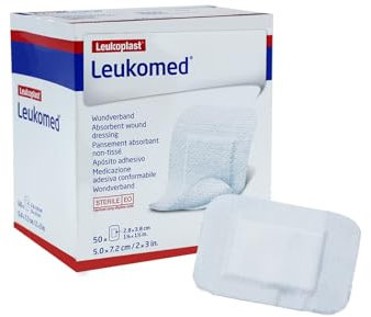 Leukoplast Steriler Wundverband 5x7,2 cm, Sterile Pflaster Starke Klebekraft Pflaster Schützt bei Schnittwunden & Kratzern Wundpflaster Einzeln verpackt 50 Stück. Versandt via FBA
