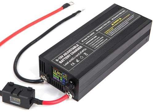 Capacity.Li Cargador de Batería LiFePO4 12V/14.6V 60A con Gran Pantalla LED Inteligente, Adecuado como Cargador para baterías de automóvil, Motocicleta, cortacésped, yate y Barco