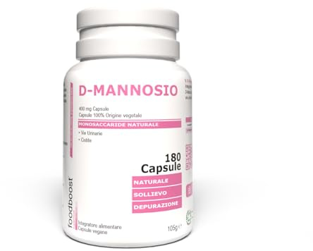 foodboost D-Mannosio 400 mg - 180 Capsule Vegane - Integratore alimentare senza Glutine senza Lattosio - Cistite e Benessere delle Vie Urinarie