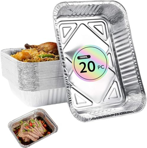 IATAHI Bandejas de Goteo,20pcs Bandeja de Aluminio para Barbacoa,Bandeja de Aluminio,Bandeja de Goteo para Barbacoa,Desechable de Papel de Aluminio,Bandeja de Goteo Desechable