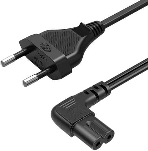 Cavo di ricambio per TV Samsung (24, 32, 40, 43, 48, 49, 50, 55, 60, 65, 75, UN40, UN43, UN48, cavo angolare a 90 gradi, 18 AWG, 2 poli su cavo di alimentazione C7 a L