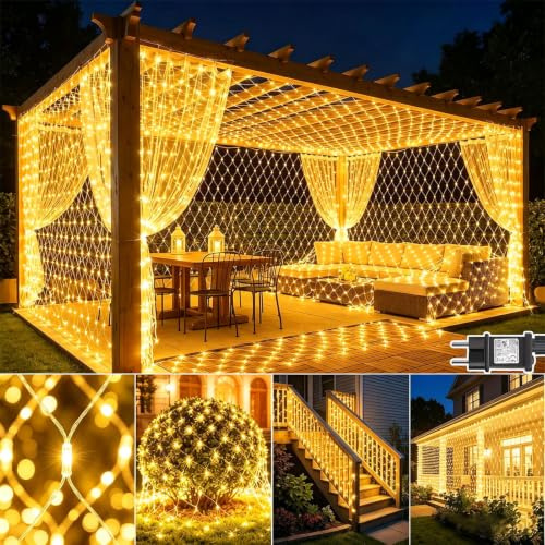 Dekofun Red de Navidad Exterior con Enchufe, 3x2m 200LED, 2 Piezas