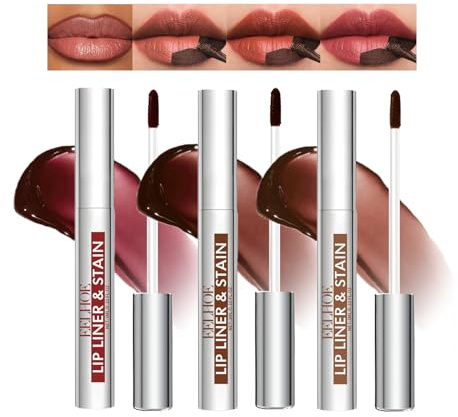 3 färger peel off lip liner tatuering, peel off lip fläck tatuering med matt finish, tatuering läppstift hållbara flimrar läppkonturpennor gåva för kvinnor
