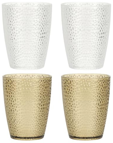 QUARKZMAN Verres À Boire En Plastique Réutilisables Transparents, Ensemble De Verres À Boire En Plastique À Motifs Clous De 9.8oz Tasse À Eau Empilable Pour Bière (Brun/Transparent, 4Pcs)