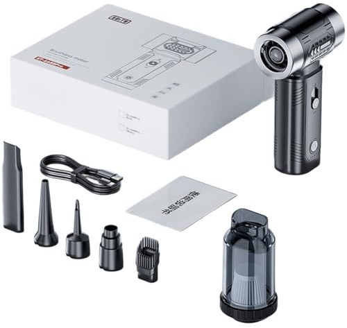 Vilgftyiet Souffleur à main avec ventilateur turbo, volume de flux d'air de 500 l/min, moteur sans balais pour dépoussiérage et gonflage, noir