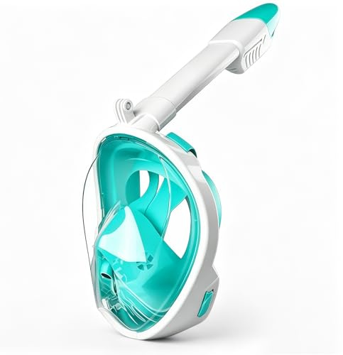 Maschera Snorkeling Integrale 180 Gradi Anti Appannamento Con Tubo Rimovibile E Supporto Fotocamera, Maschera Subacquea In Silicone Regolabile Verde Per Snorkeling E Nuoto（A）