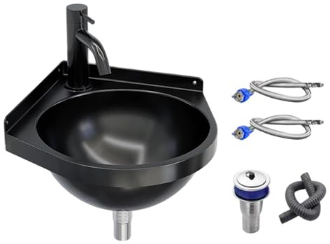 Lavabo de pared - Esquina triangular semicircular grifo lavamanos | fregadero pequeño de esquina - Para Lavandería Jardín Patio Apartamento Baño Cocina Vestíbulo