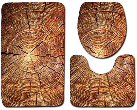 JMAHM 3 Stück Set Badematten rutschfeste Badezimmer Teppich Matte Podest Matte Wc-sitzbezug Mat (Braun)