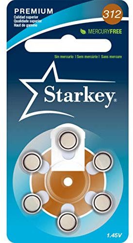 Starkey Size 312 Premium Hearing Aid Batteries 60 Pack - Mercury-Free - Zinc Air Technology - Made in USA - Plus Keychain Battery Case