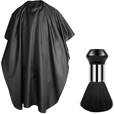Friseurumhang Erwachsene, Frisierumhang Friseurumhänge Friseursalon Haarschneideumhang Schwarz Salon Unisex Friseure Barber Cape mit Nackenpinsel für Hair Styling Schnitte und Farben, Umhang Friseur