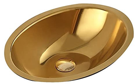 Spülen Bar Waschbecken 304 Edelstahl Gold Oval Unterbau Becken Einbauwaschbecken Einzel Schüssel Unterbau Tank für Kleiderschrank Balkon Bar Bad (Color : Gold, Size : 4235cm), 42 * 3