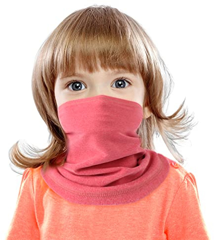 HEGCOIIE Kinder Schlauchschal Winter Fleece Loop Schal Halswärmer Halstuch Winddicht Ski Maske Warmer für Jungen Mädche (rosa)