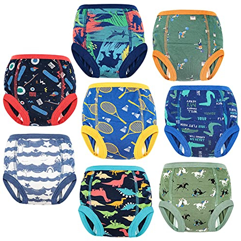 MooMoo Baby Potty Training Underwear for Boys and Girls 8 Packs Cotton Reusable Toddler Training Pants Boys 7T Multi-color