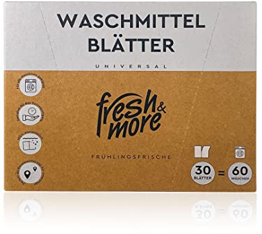 Fresh & More Waschmittelblätter bis zu 60 Waschgänge Frühlingsfrische Vollwaschmittel (30 Blatt)