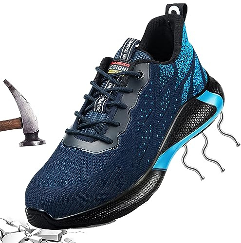 Zapatos de Trabajo Hombre Mujer Tenis de Seguridad 43 con Puntera de Acero Deportivo Comodas Sneakers de Industria y Construcción para Verano Azul 226