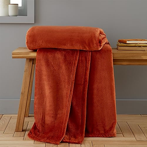 Catherine Lansfield Extra stor Raschel sammets touch 200 x 240 cm filt överkast bränd orange