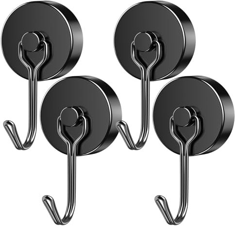 4 Pack Magnetic Hooks Heavy Duty, 35LBS Swivel Swing Neodymium Magnet Hooks, Strong Magnet with Hooks for Hanging, Refrigerator, Grill, Kitchen, Key Holder