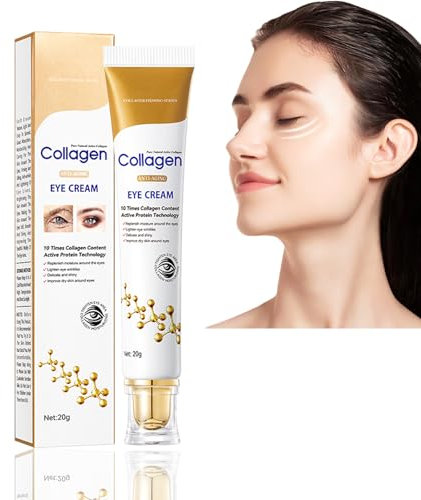 Crème Contour des Yeux au Collagène,Crème Yeux Anti-Âge et Anti-Rides,Paupières Tombantes Crème Yeux,Raffermissante et Hydratante,Réduit les Cernes et les Poches,Lisse les Rides et les Ridules,20g