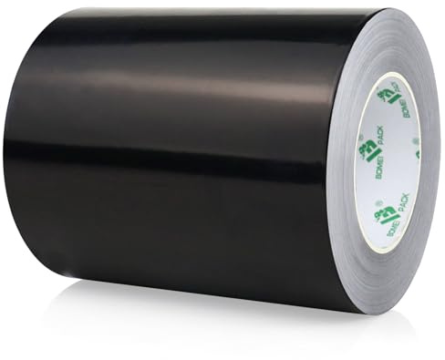BOMEI PACK Cinta adhesiva de aluminio negra de 150 mm x 50 m, resistente al calor, cinta adhesiva de aluminio para aislamiento, cinta adhesiva de aluminio como cinta de sellado, cinta autoadhesiva de