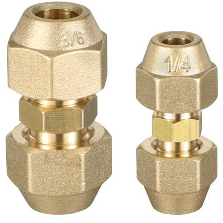 Lot de 2 raccords d'extension de tuyau, 1/4 et 3/8, double mamelon, raccord de tuyau en cuivre AC sans soudure, avec écrou de raccordement pour climatiseurs sanitaires